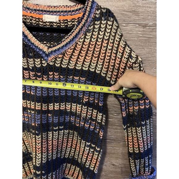 Altar’s State Sweater Chunky Knit V Neck Sz Small Crochet Colorful Artsy Purple - Picture 7 of 10